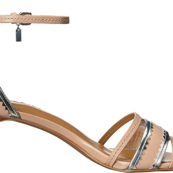 $145 COACH Women's Maxine Beechwood/Silver Calf Leather Sandal US Sz 8 - Picture 3 of 14